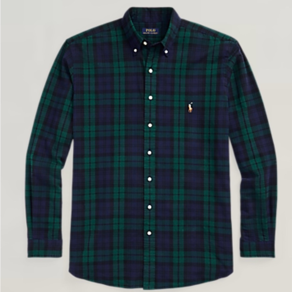 Polo Ralph Lauren’s  Men’s Logo-Embroidered Checked Brushed-Cotton Oxford Shirt